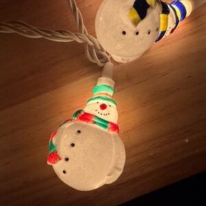 Vintage Snowman Novelty Light Set blow mold - working in original box!